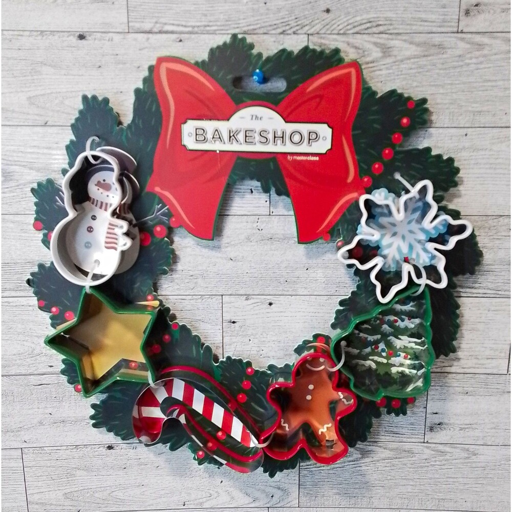 The Bakeshop 6 Pc Stainless steel cookie cutters holiday shapes. NEW